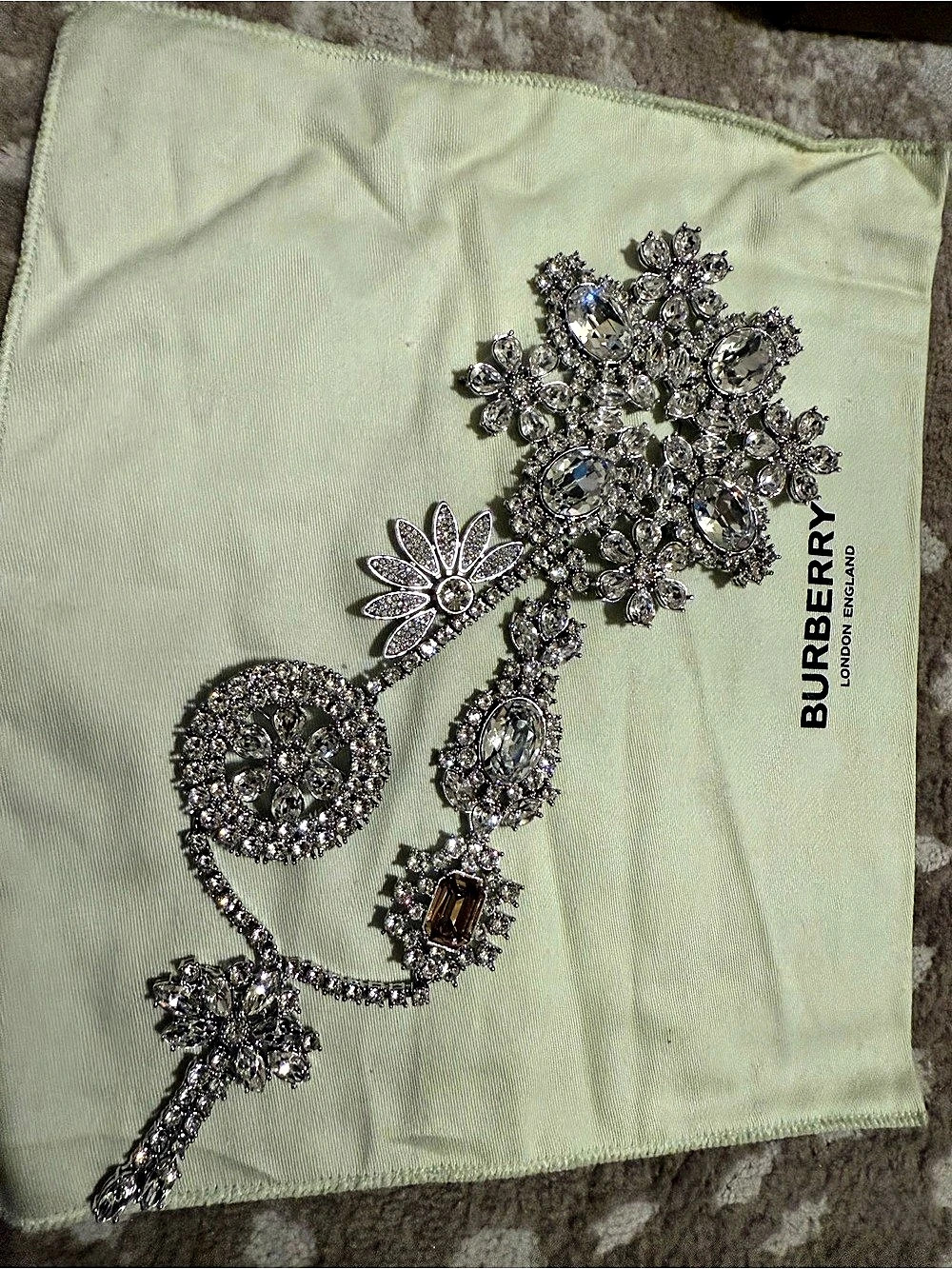 Burberry Crystal Daisy Chain Chandelier Brooch